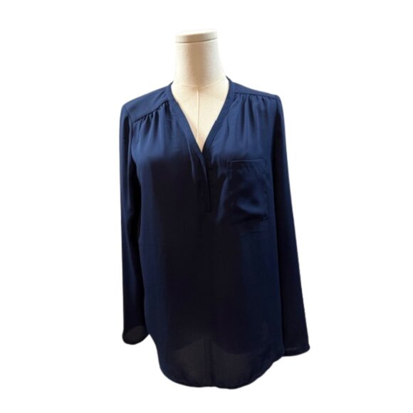 Pleione Navy Blue Blouse Size Small | Chic Everyday Essential NWT - Picture 6 of 7